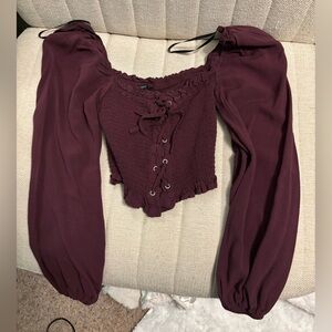 Forever 21 Maroon Smocked Top